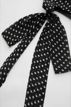 Black Polka Dot Draped Tie Halter Top