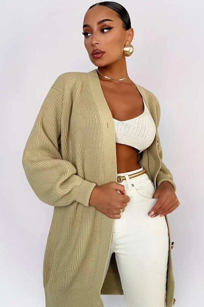 Solid Color Relaxed Knit Cardigan Secondary image