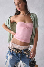 Ribbed Knit Strapless Tube Top