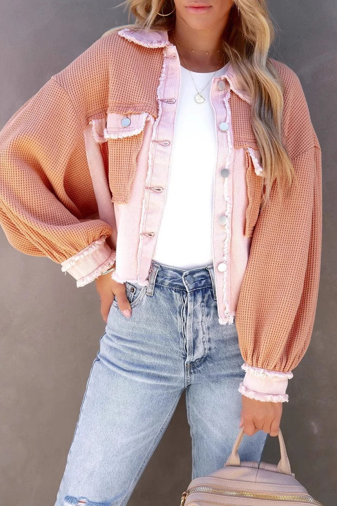 Brushed Waffle Long Sleeve Coat Pink / S coats Main image