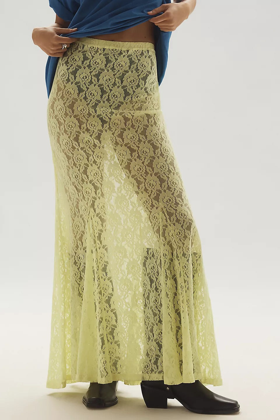 Chic Sheer Embroidered Lace Maxi Skirt Secondary image