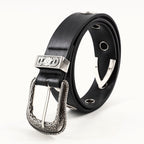Vintage Engraved Buckle Wide Belt