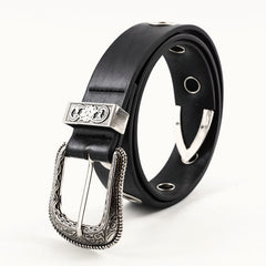 Vintage Engraved Buckle Wide Belt