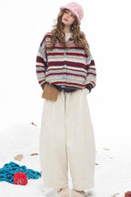 Rainbow Stripe Toggle Hooded Sweater