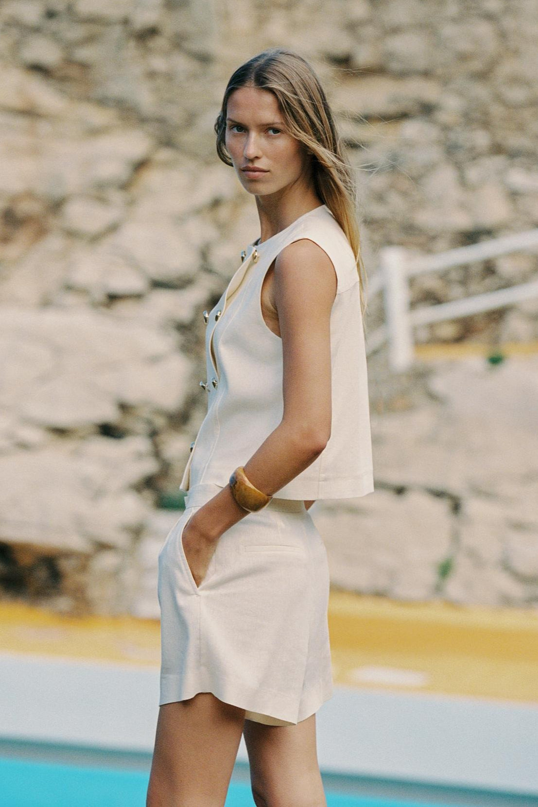 Linen Blend Pleated Casual Shorts Secondary image