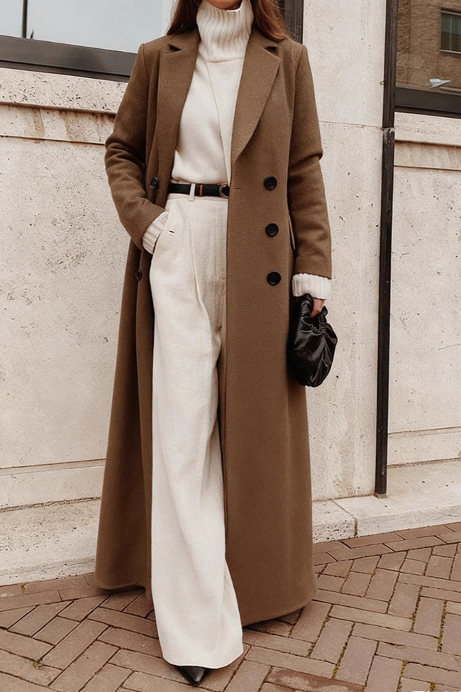 Warm Wool Solid Color Long Overcoat Main image