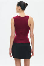 Twist Front Off Shoulder Sleeveless Solid Tank Top