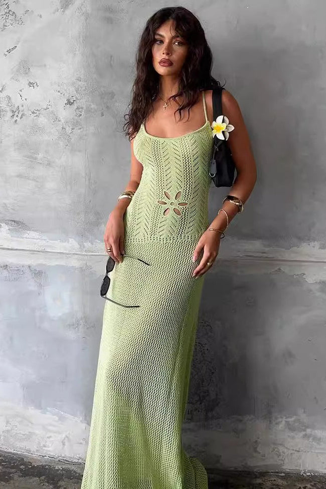 Backless Cutout Knit Sweater Dress S / Green Main image