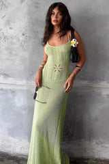 Backless Cutout Knit Sweater Dress S / Green