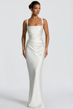 Square Neck Tie Waist Bodycon Mermaid Prom Dress