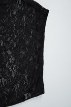 Lace Halter Backless Tie Front Crop Top Bodycon Sheer Skirt Set