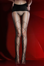 Crossed Diamond Grid Glossy Shine Tights