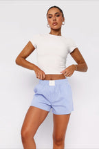 Striped Loose Fit Patchwork Shorts