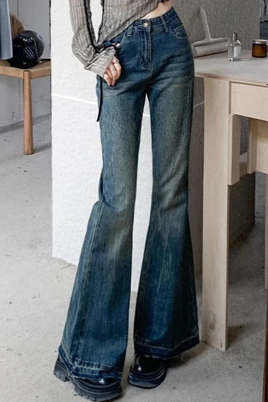 Slim Fit Elastic Bell Bottom Jeans Blue / XS Main image