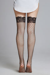 Plus Size Mesh Silicone Trim Fishnet Tights