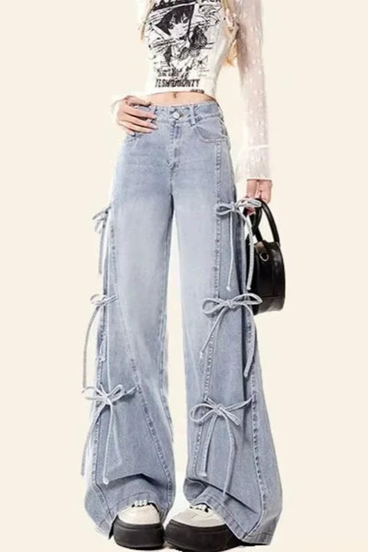 Vintage Bow Bandage Wide Leg Jeans Secondary image