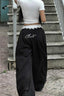 Contrast Waist Lace Trim Relaxed Long Pants