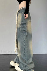 Wide Leg Patchwork Heart Jeans