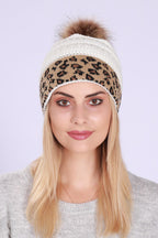 Leopard Print Slouchy Knit Beanie Hat