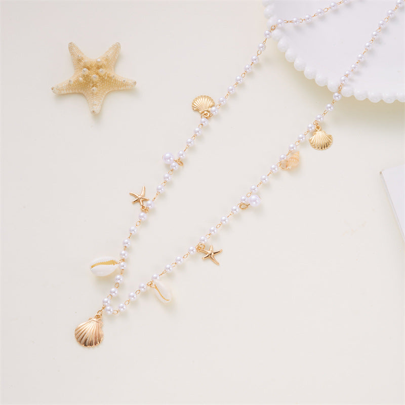 Starfish Shell Faux Pearl Waist Chain