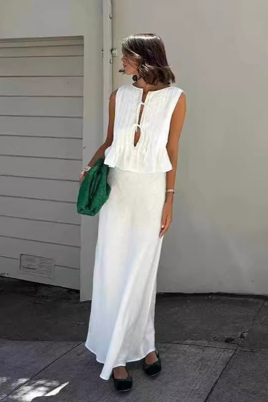 Tie Strap Sleeveless Top High Waist Skirt Set Secondary image