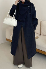Wool Reversible Midi Scarf Style Overcoat