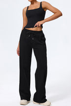 Relaxed Straight Leg  High Waist Knit Pants
