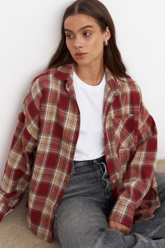 Vintage Plaid Relaxed Fit Blouse Main image