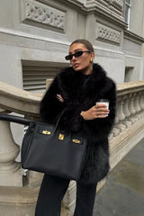 Solid Eco Faux Fur Coat coats