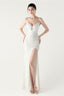 Sequin V Neck Cross Strap Mermaid Maxi Dress White / S