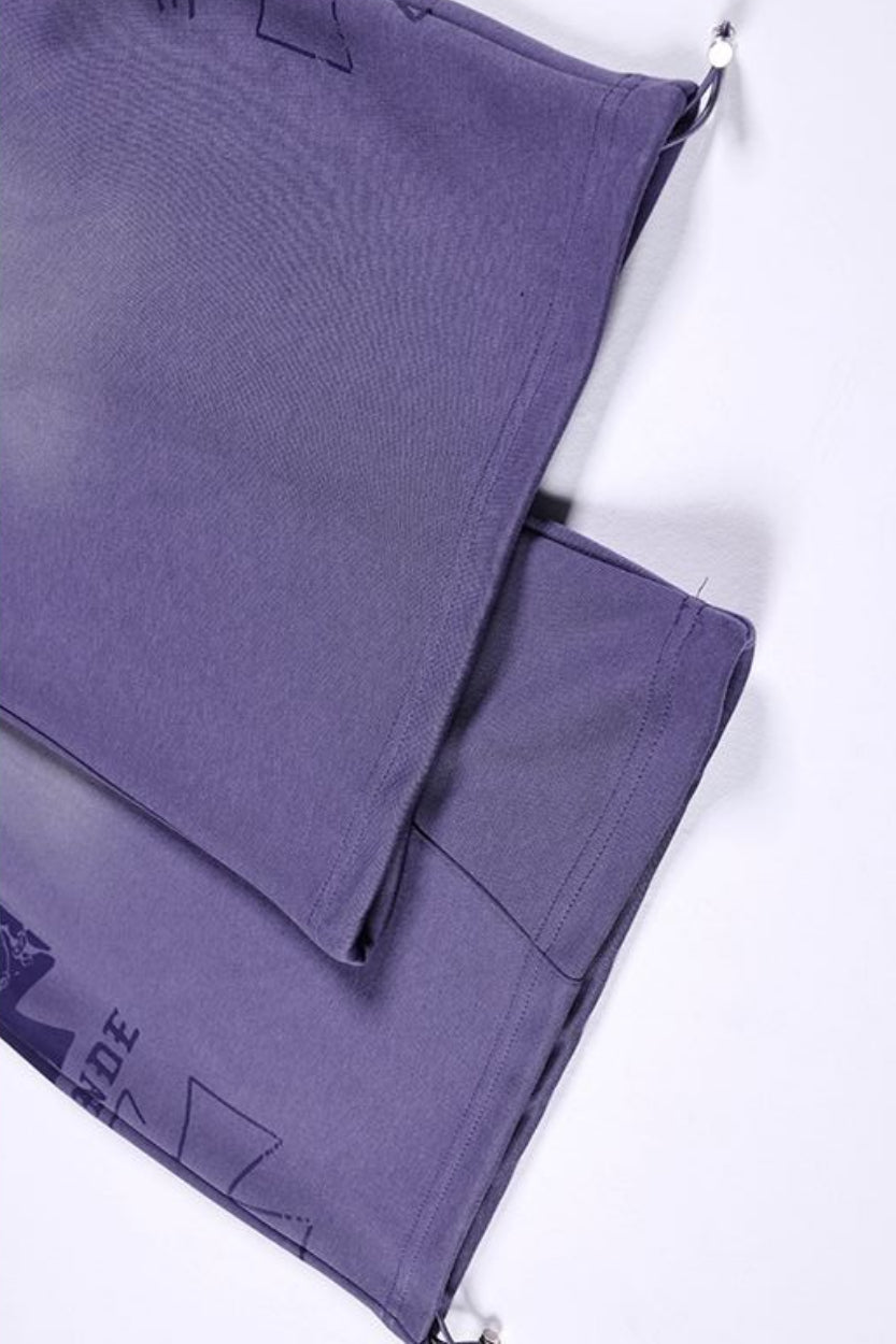 Washed Script Barrel Leg Sweatpants