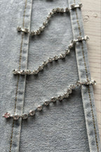 Rhinestone Cutout Wide Leg Jeans
