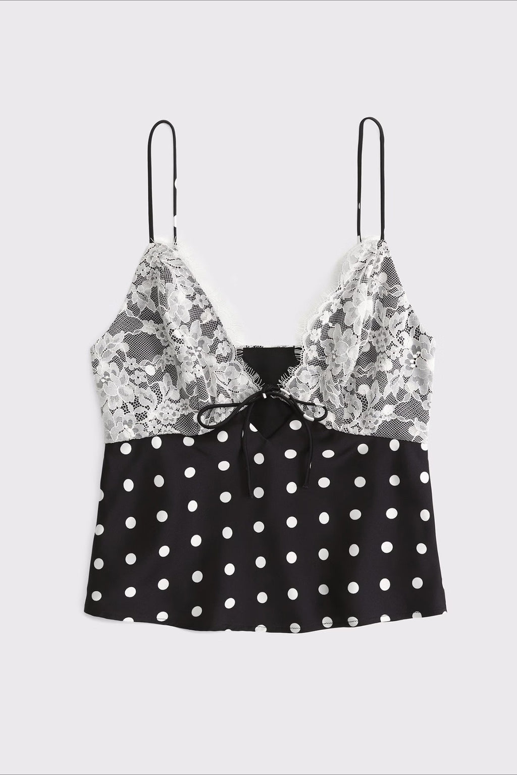 Polka Dot Lace V Neck Backless Cami