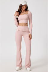 Lace Detail High-Rise Booty Sculpting Yoga Leggings