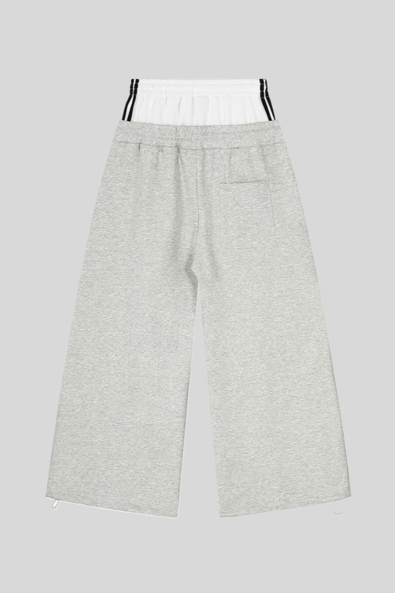 Double Waist Varsity Wide Leg Sweatpants