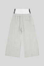 Double Waist Varsity Wide Leg Sweatpants