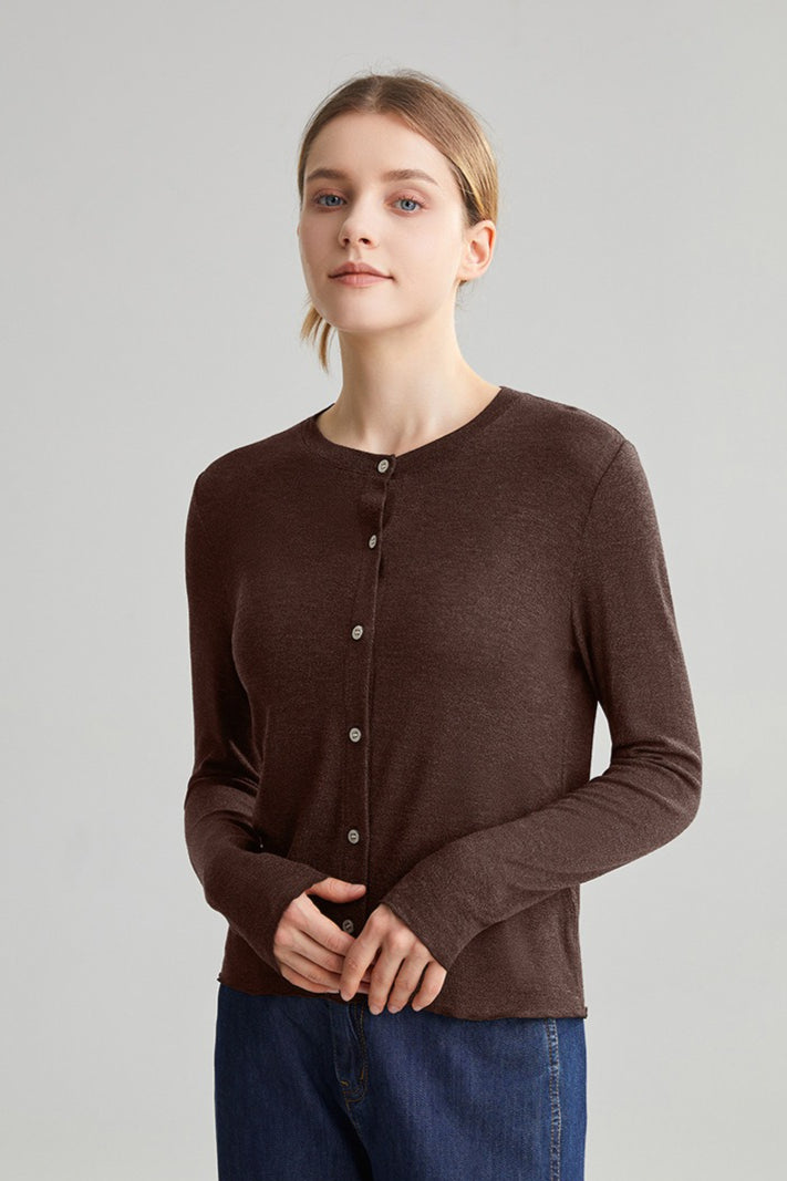 Structured Tencel Cardigan Brown / S