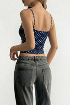 Polka Dot Square Neck Slim Cropped Cami