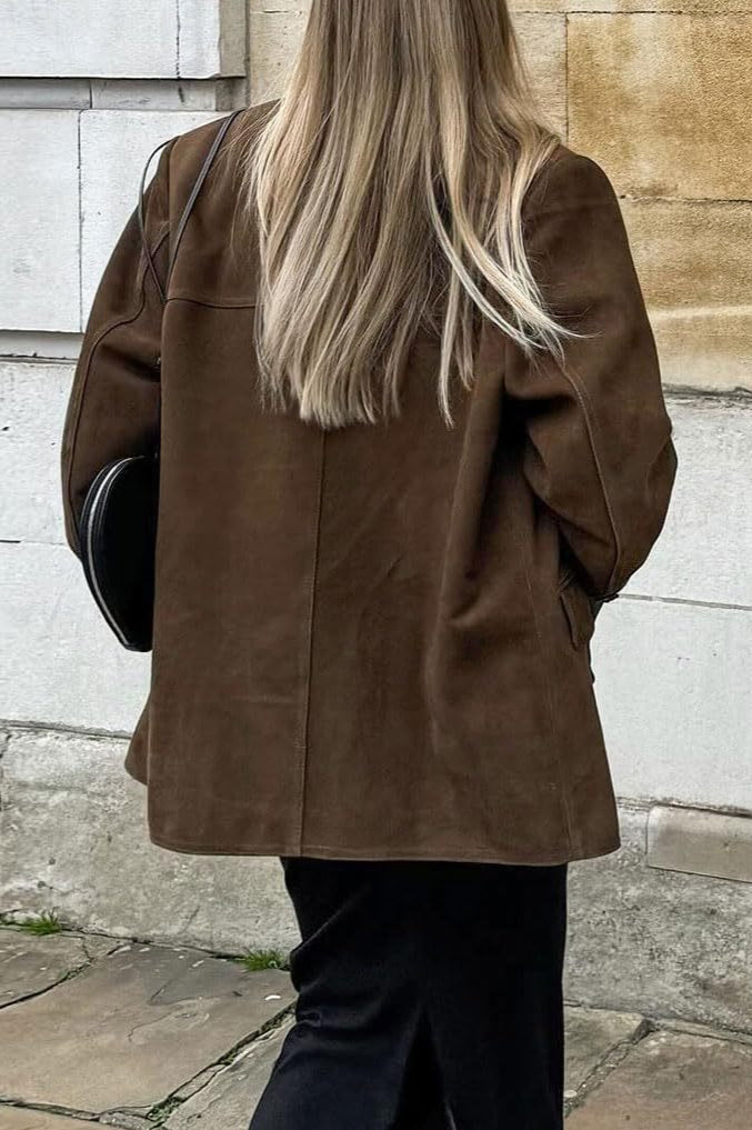 Casual Suede Finish Longline Jacket