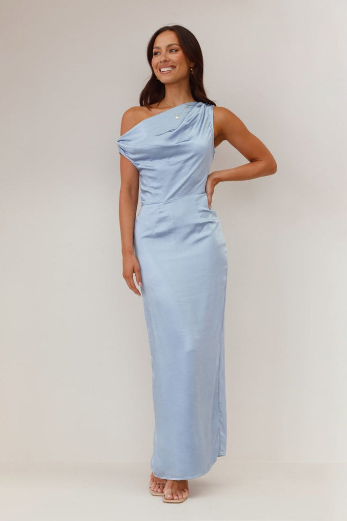 Solid Sleeveless Asymmetric Formal Dress
