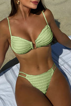 Backless Drawstring Tie Two Piece Bikini Set
