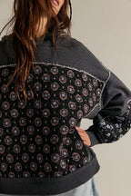 Boho Quilted Floral Patchwork Oversized Hoodie