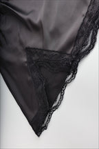 High Waist Lace Panel Slit Office Mini Skirt