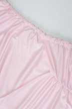 Ruffled Ruching Tiered High Slit Strapless Waist Cinched Prom Dress