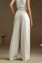 High Waist Fluid Long Straight Pants
