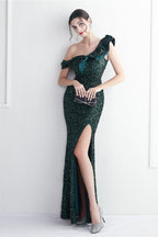 Embellished One Shoulder Mermaid Formal Dress