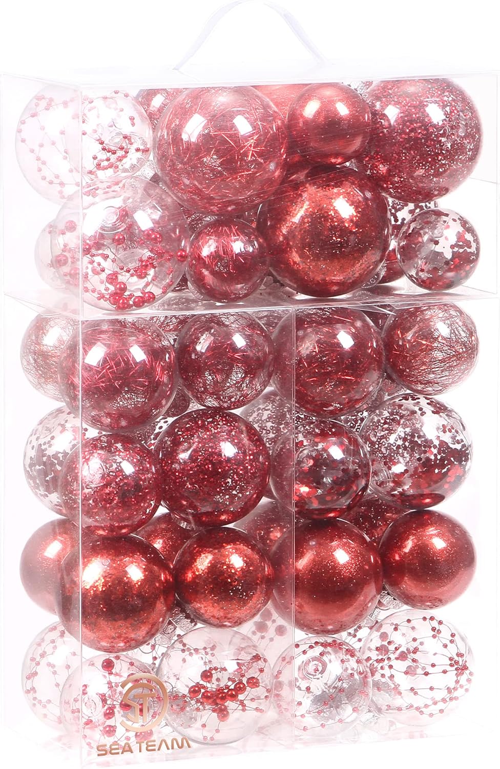 24 Count Shatterproof Clear Plastic Christmas Ball Ornaments with Gold Decorations