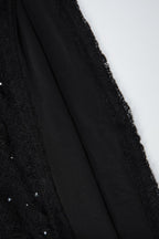 Solid Turtleneck Long Sleeve Lace Rhinestone Bodycon Mini Dress