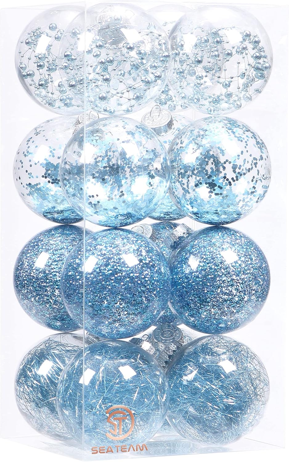 24 Count Shatterproof Clear Plastic Christmas Ball Ornaments with Gold Decorations