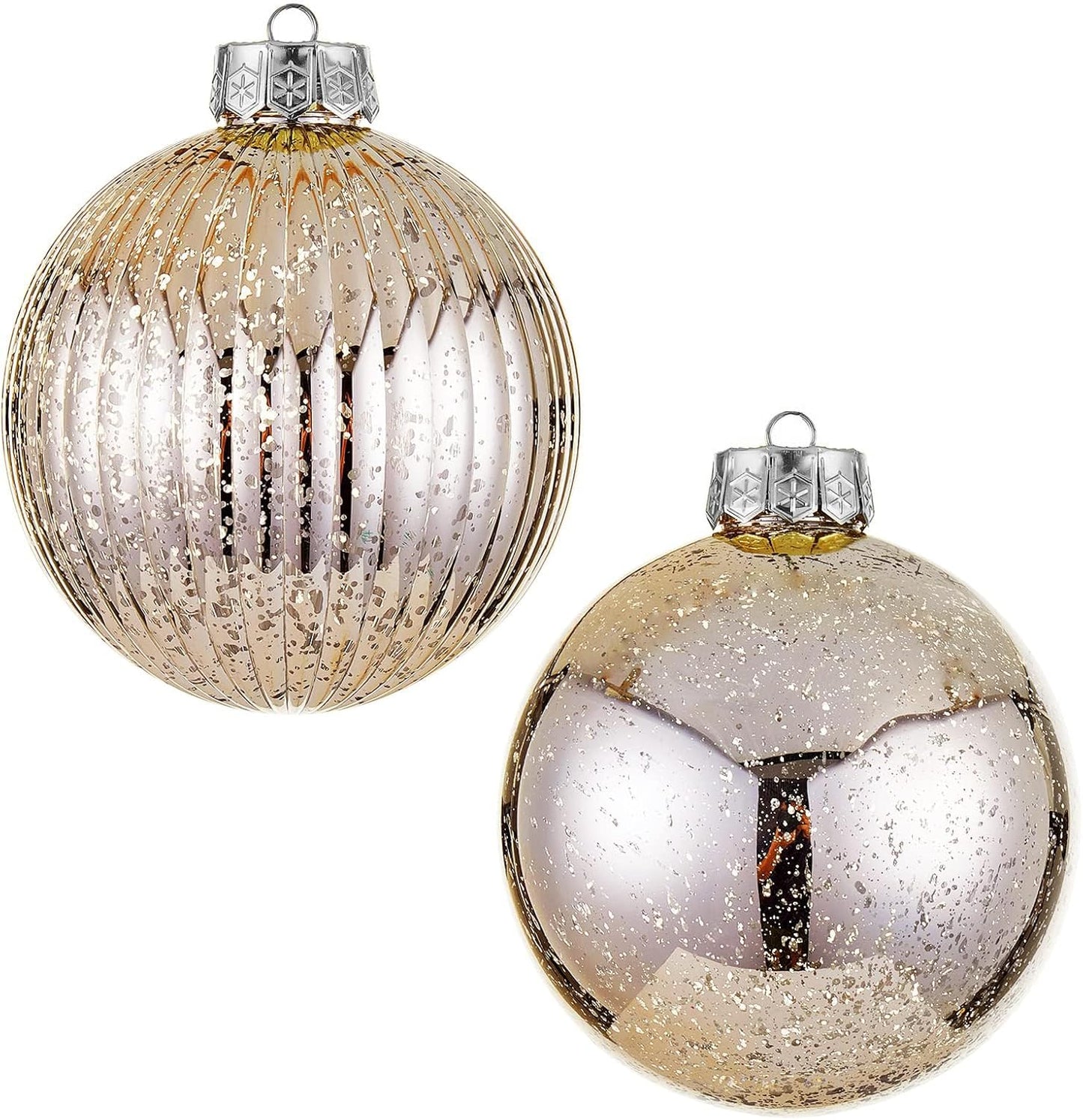 Oversized Shatterproof Plastic Christmas Ball Ornaments - Set of 2 in Champagne Color